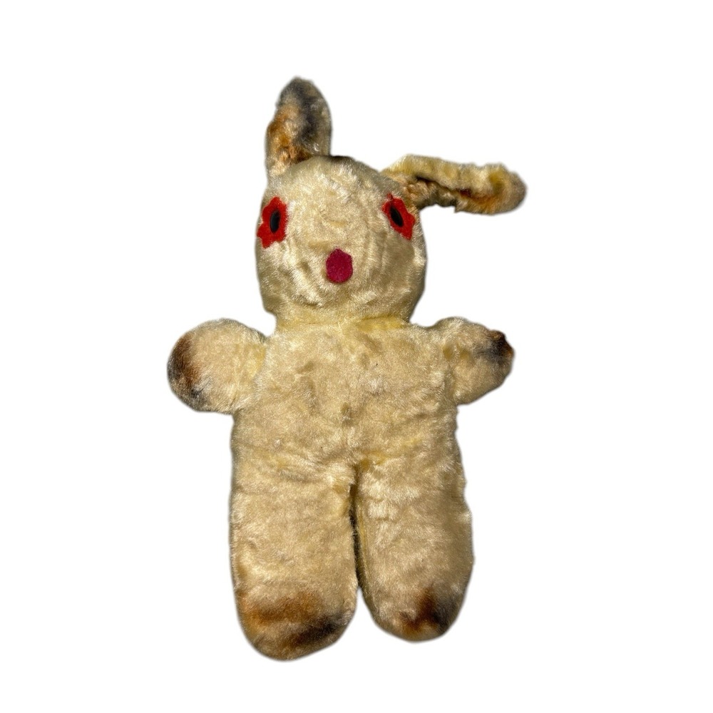 Vintage Yellow Plush Stuffed Bunny Stuffed Animal 1950s 50s Toy